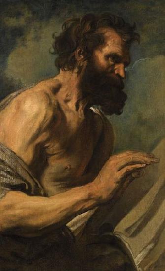 Anthony Van Dyck Study of a Bearded Man with Hands Raised,